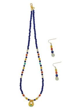 天然青金石绿松南红蜜蜡项链