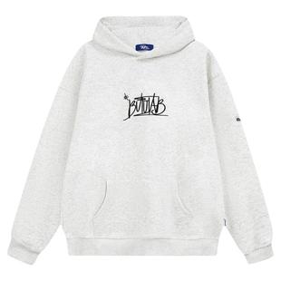 亿万少年BUFU美式国潮牌刺绣字母加绒连帽卫衣男女冬季情侣款外套