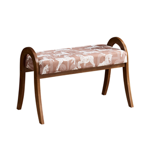 复古轻奢布艺换鞋凳家用客厅门口实木矮凳设计师多功能沙发椅脚踏