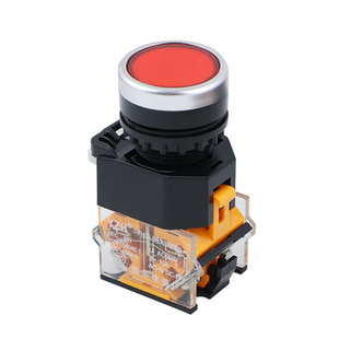 按钮开关自复位LA38平钮圆形开孔22mm一开一闭启动停止开关按钮