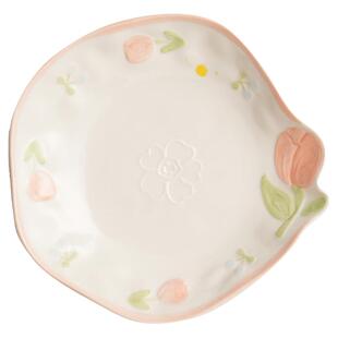 郁见花开可爱盘子菜盘家用陶瓷鱼盘圆盘新款高颜值仪式感早餐盘子