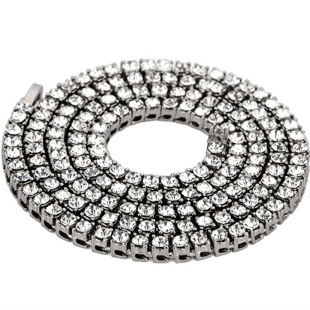 欧美嘻哈单排钻项链满钻镀金水钻网球链 男女同款潮流街头锁骨链