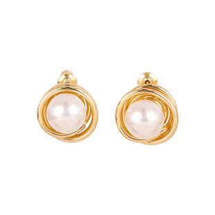 浮漾FLOAT 镀18K金缠绕复古港风耳环赫本珍珠耳钉纯银耳夹925银针