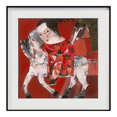 新中式现代国画装饰画玄关马版画