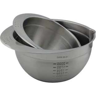 微瑕清货 18-10不锈钢碗盆搅拌沙拉打蛋和面碗马卡龙刻度碗盆量勺