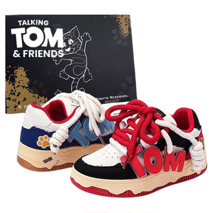 汤姆猫联名鞋子情侣面包鞋春季新款鸳鸯鞋潮流百搭增高休闲板鞋男