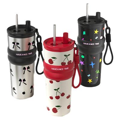 高端吸管保温杯高颜值陶瓷内胆