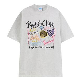 美式情侣t恤男女夏vintage潮情侣2026年新款oversize纯棉宽松短袖