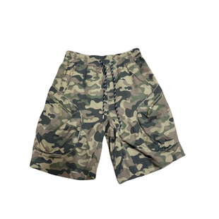 夏季新款复古迷彩凉感中裤拉链口袋工装短裤男宽松冰丝速干五分裤