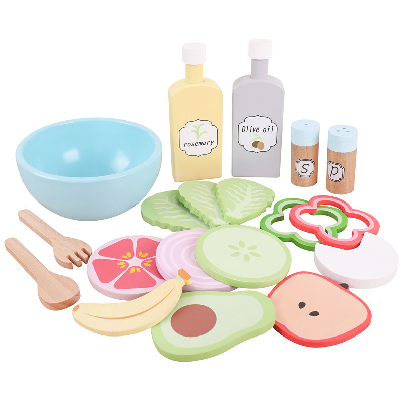 儿童仿真过家家玩具木质水果蔬菜沙拉美食小吃宝宝礼物早点早餐