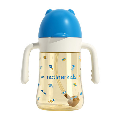 奈挺尔翻盖奶瓶防摔宽口径防胀气1-2-3岁6个月婴儿宝宝喝水学饮杯