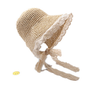 夏天沙滩帽蕾丝草帽女系带遮阳帽防晒旅游度假帽子夏季太阳帽海边