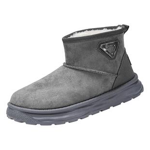 东北雪地靴男鞋冬季加绒加厚零下40度防寒一脚蹬老北京面包大棉鞋