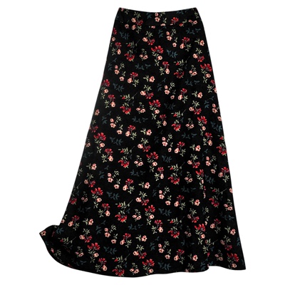 9962碎花灯芯绒a字半身裙中长款