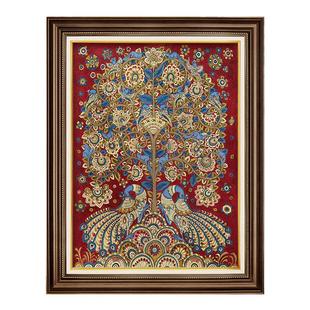 A发财树竖款美式复古入户正对门玄关装饰画餐厅客厅走廊过道挂画