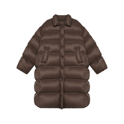 超轻保暖尼龙 半圆女装[运动]2024直充长款翻领羽绒服女小众