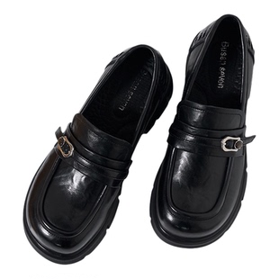 柒步森林牛皮搭扣英伦风JK乐福小皮鞋学院时尚单鞋子女春2026新款