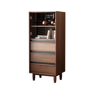 中古风餐边柜一体小户型实木储物柜客厅靠墙咖啡茶水柜家用收纳柜