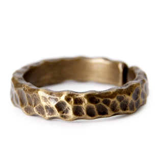 曲尾花原创手工纹理铜戒指男潮 朋克街头复古个性情侣开口指环女