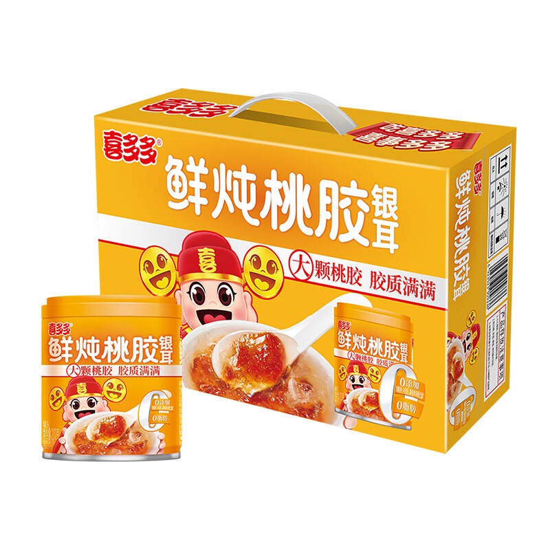 喜多多鲜炖桃胶银耳羹即食12罐装