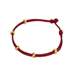 心愿结小克重黄金足金礼物本命年手绳红绳叠戴手链女生日新年礼物