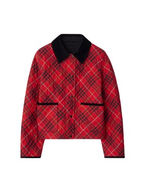 短款格纹棉质绗缝夹克BURBERRY