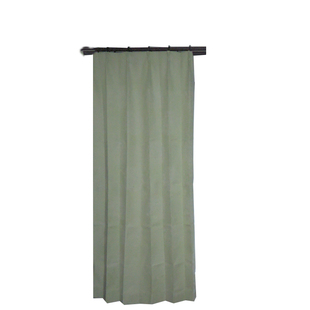 特价定型窗帘出口成品定褶 麻布涂层浅绿色团花100%全黑遮光 简约