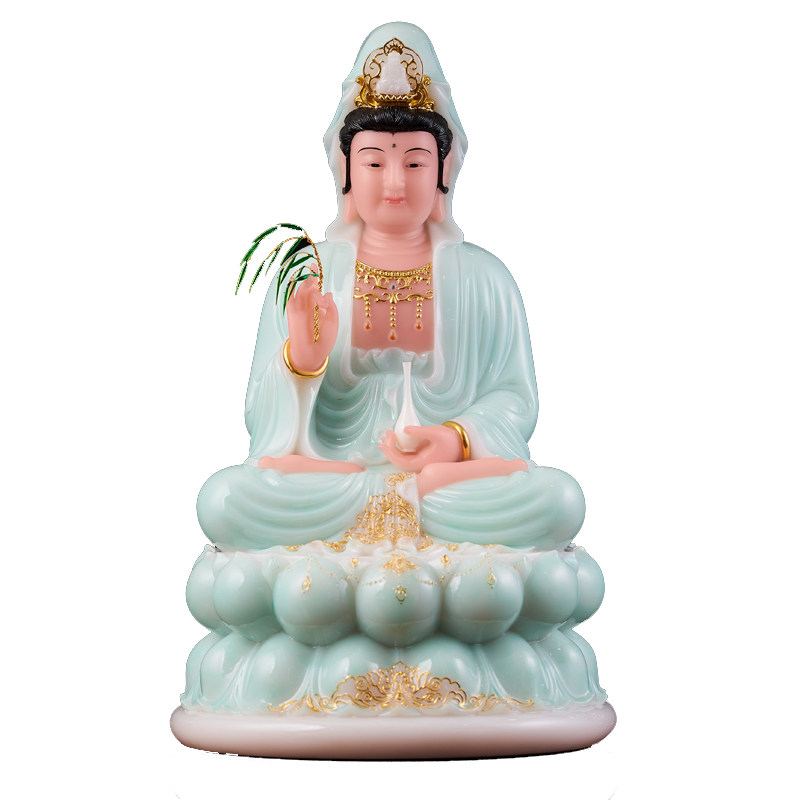 高品质无杂质汉白玉观音佛像摆件