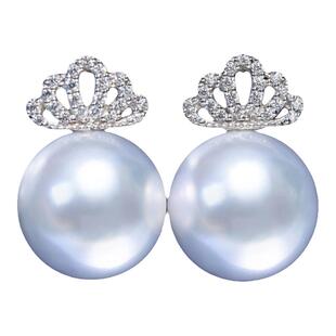 吉尔德GUIID维纳斯澳白珍珠耳钉冷光海水珍珠耳环18K金钻石耳饰