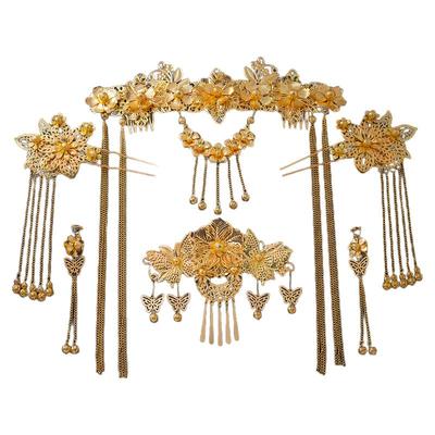 中式新娘结婚秀禾头饰步摇套装