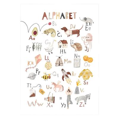 复古手绘字母数字认知儿童海报