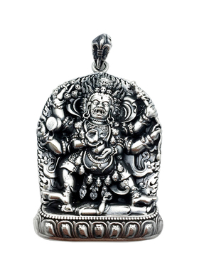 大黑天黄财神纯银挂件吊坠民族风
