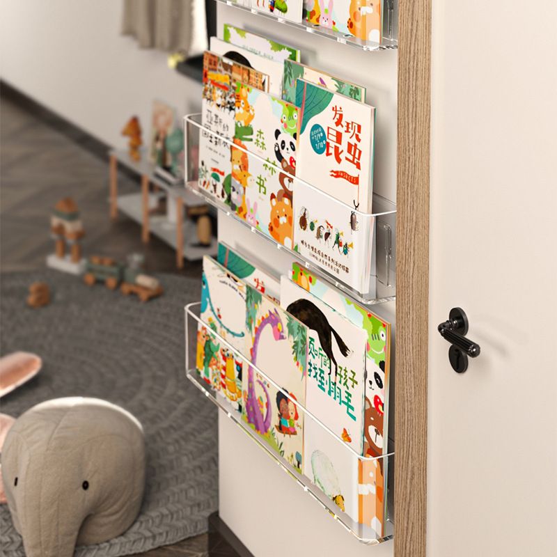 绘本展示架透明亚克力壁挂简约杂志门书架后儿童超薄读物墙壁收纳