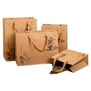 牛皮纸茶叶手提袋商务伴手礼龙井普洱散茶包装袋茶具礼品袋子定制