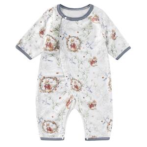 欧孕婴儿连体衣早秋蚕丝薄款男女