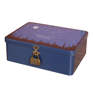 马口铁盒子化妆品收纳盒铁盒带锁密码盒学生保管桌面储物盒收纳箱