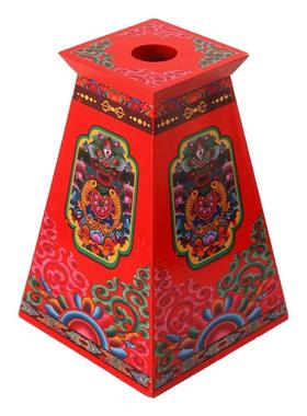 藏式fa鼓底座家用手摇木底座彩绘八吉祥财神箭矩形禅杖法器底座