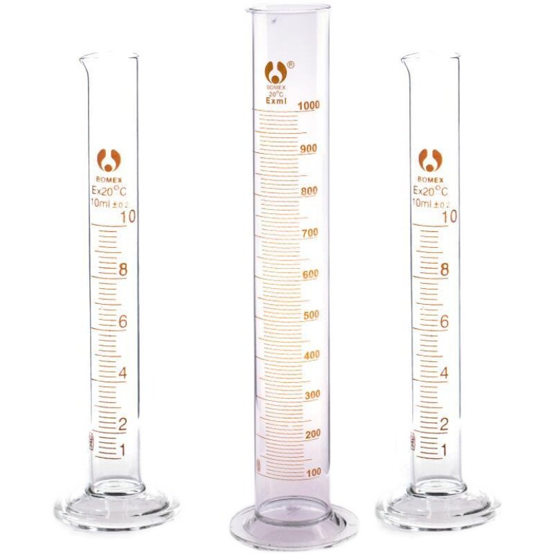 试验室刻度玻璃量筒透明杯100ml250ml500ml密度计用量杯1000毫升