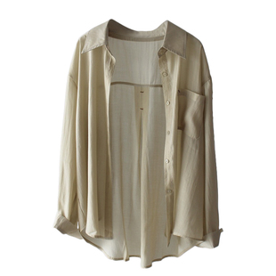 防晒衬衫女天丝棉休闲款2024夏天薄款外搭透气防晒衣遮阳衬衣外套