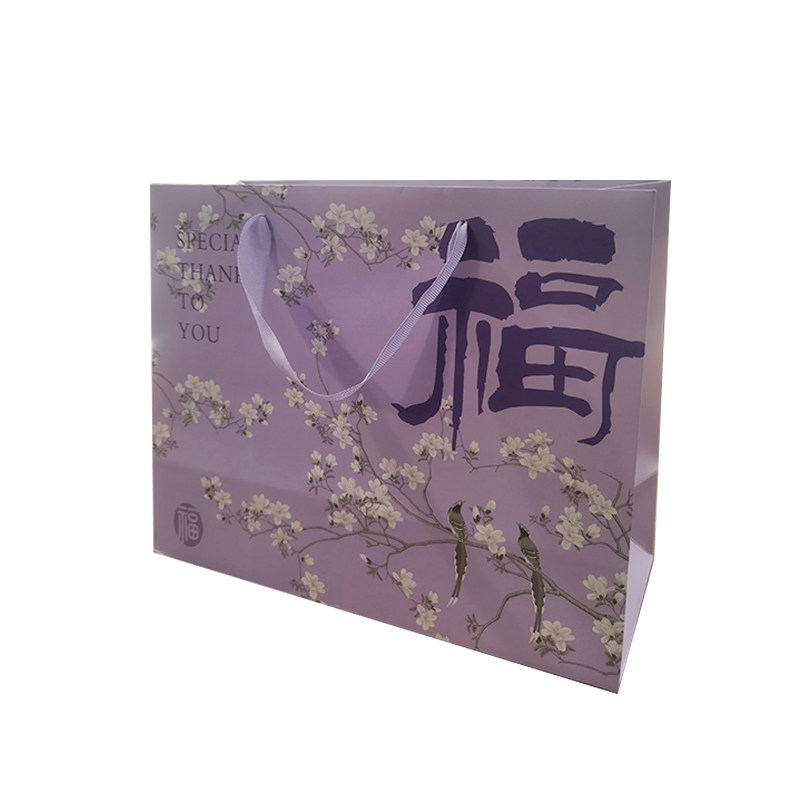 复古风紫色节日礼品袋生日礼物加厚包装袋婚庆高档手提袋纸袋定制