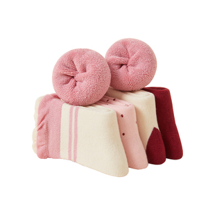 儿童冬季袜子红色新年加厚加绒冬款毛圈袜女童秋冬纯棉女宝宝童袜