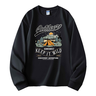 NXP真维斯男装2026春季新款时尚潮流个性印花纯棉重磅240g长袖T恤