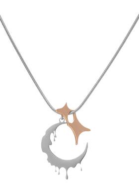 钛钢不掉色融化月亮项链