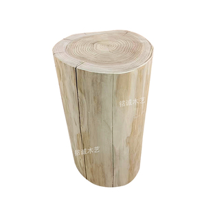 老杉木树桩木墩凳子实木床头柜服装店换鞋凳原木花架底座摆件茶几
