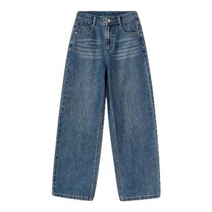 笛莎官旗2026春季新款大童青少年初高中女生休闲直筒宽松牛仔长裤