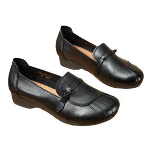 红蜻蜓2026年春季时尚女鞋休闲豆豆鞋简约舒适妈妈鞋平底圆头鞋子