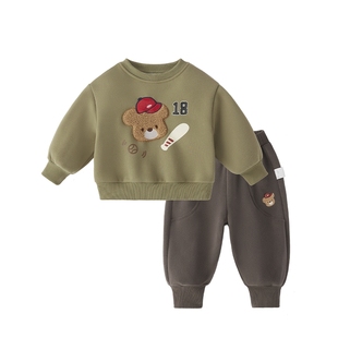 [抗菌远红外]男童套装宝宝休闲运动冬装小童加绒加厚儿童秋冬衣服