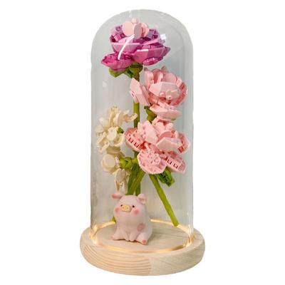 jaki佳奇积木音乐盒红花桌面摆件