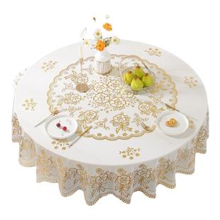 新款圆桌布防水防油免洗塑料PVC加厚耐热圆台布欧式大圆形餐桌布