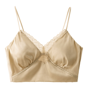 有致真丝吊带内衣抹胸式轻奢蕾丝防走光可外穿薄款桑蚕丝美背文胸